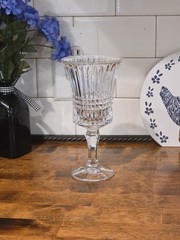 Fostoria Aspen Water Goblet Ribbed/Diamond Cut Flair Foot, 7″ T/9 oz (1pc)