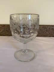 Vintage Indiana Glass Bartlett & Collins White Grape/Leaf Gold Rim Water Goblet