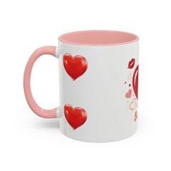 Valentine «Be Mine» Accent Coffee Mug — Heart & Kisses (11/15 oz)
