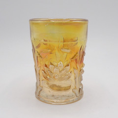 Water Lily & Cattails Marigold by Fenton Flat Tumbler Cup