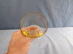 Cambridge Gold Krystol Glass Nude Stem Liquor Cocktail Goblet w/ Clear Stem