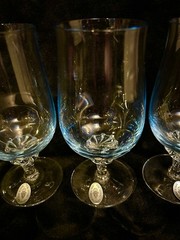 Four West Germany Light Blue Fine Crystal Vintage Cocktail Glasses With Sticker