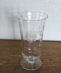 Etched Floral Iced Tea Glass Goblet Vintage Stemware Elegant Design
