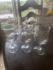 Libbey Holly Berry Ribbon 6 3/4″ set of 6 Christmas water goblets