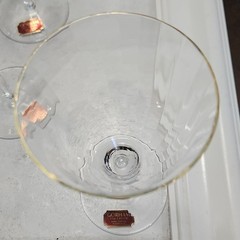 Gorham Crystal Laurin Gold Paneled Wine Glass Set Of 4