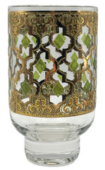 Culver Valencia Footed Highball Glass Gold Filigree w/ Green MCM Replacement