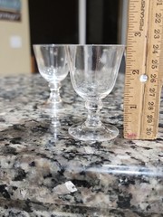 Set Of 4 MCM C.G. Quartex Crystal Gray Cut Star Dust 1 oz Cordial 3-5/8″ Goblets