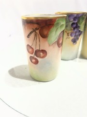 J.P. L France Porcelain Tumbler Set of 3 Multicolor Fruit Pattern Cups