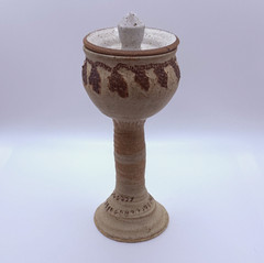 Vintage Pottery Wine Goblet (with lid)