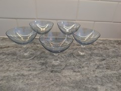Vintage Blue/Gray Iridescent Sherbets Sorbet Glasses Set of 4