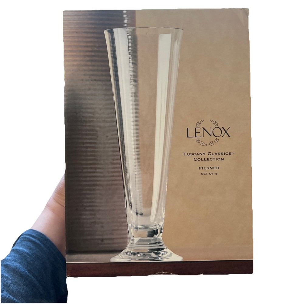 NIB Lenox Tuscany Classics Crystal 18.5 Oz Pilsner Set Of 4 Made In Austria