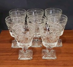 Indiana PARK LANE by Colony 8 Crystal Glass Wine Goblets Square Base 4.5” NOS
