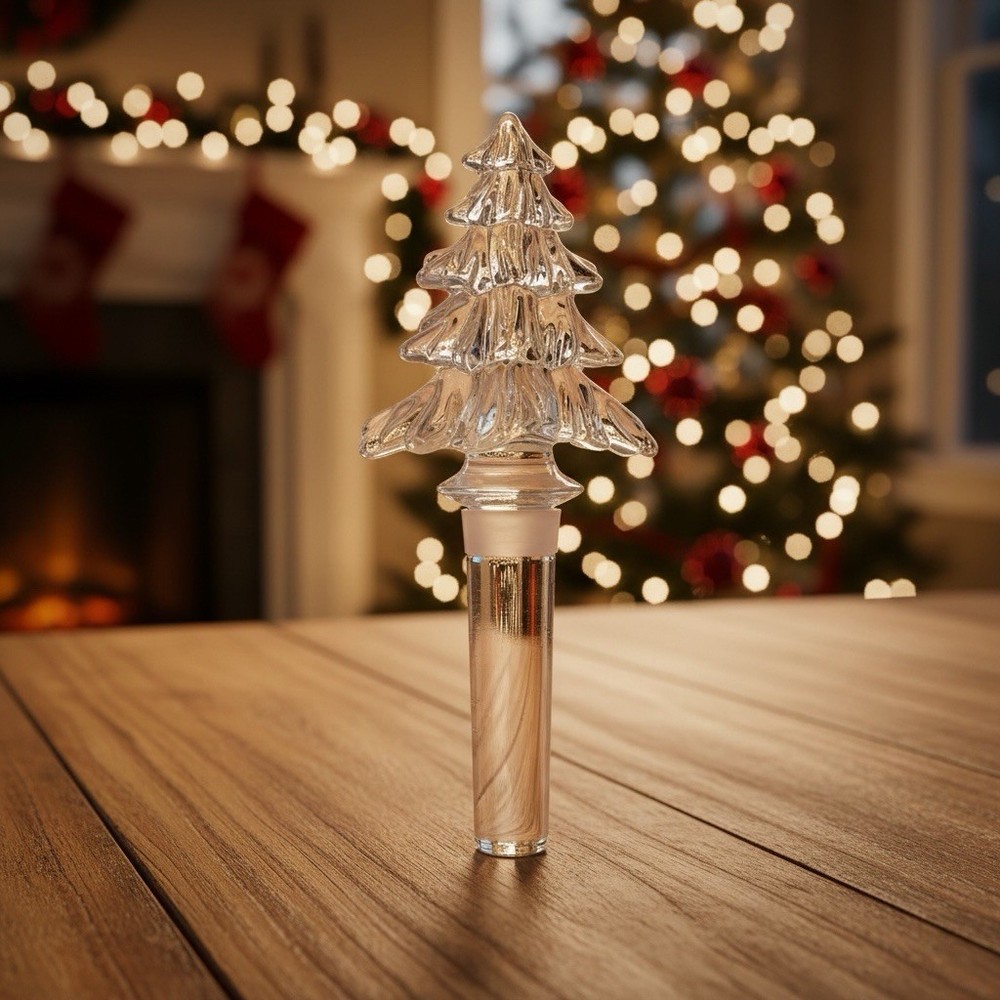 MIKASA CHRISTMAS TREE WINE / BOTTLE STOPPER, Lead Crystal, 6″, Made in Germany