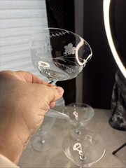 Vintage 50s-60s Cocktail/Champange Coupe Glasses-4. Thin Elegant Etched Glass