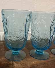 Vintage 1960’s Morgantown Seneca Driftwood Peacock Blue Footed Glasses (4)
