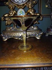 Antique Moser Bohemian Crystal Claret Wine Goblet Gold Gilt Filigree