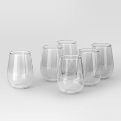 THRESHOLD Stemless Wine Glasses 15 FL OZ- 6 Count