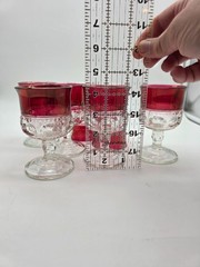 Vintage Kings Crown Thumbprint Ruby Red Cordial Glass Set of 6