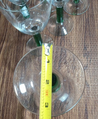 THICK GREEN Stem Wine Glasses 7″ Tall Set Of 7 Vintage