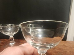 Vintage Heisey Champagne Sherbet Glasses 3 3/4in Set Of Four Rose Design Stem