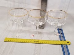 3 SASAKI SAS34 Champagne / Tall Sherbet w/ Gold Trim 5″