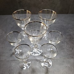 Vintage Fostoria Claret Crystal Glasses Platinum Wedding Ring 4.5 in Set of 8