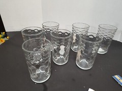 Vtg Libbey Fish Scale Design Tumblers (2) 5.75″tall 3.25″ diam 16 oz