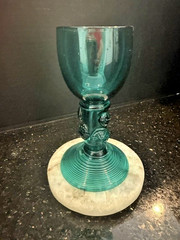 Mid 19th Century British Hand Blown Bristol Green Threaded Glass Roemer