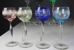 Set of 7 Colorful Glass Wine Goblets – One Glows!