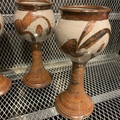 Studio Art Pottery Goblets Glazed Stoneware Handmade Set of 4 Christ Church Wine