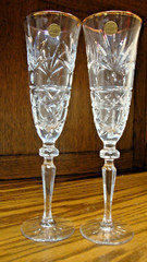 2) CRISTAL D’ARQUES FRANCE 24% Lead Crystal 9.75″ Long-Stem Gold Rim Glasses X19