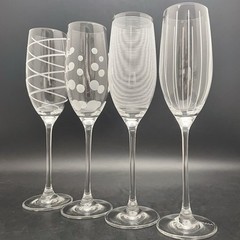 Mikasa Cheers Etched White 4pc Champagne Flutes/Wine Glasses China 9.75″t 8oz