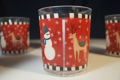 4 Plastic Folk Art (Snowman & Deer) Cups by Sakura