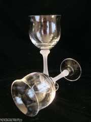 (2) MIKASA LAURA CRYSTAL 11 OZ WINE~GLASS~GOBLET~FROSTED STEM~EUC