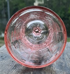 Vintage Indiana Glass Pink Footed Goblet Recollection/Madrid Pattern 6.5″ Tall