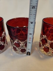 Antique 1890s EAPG DOYLE & CO 3.5″ Red Block Rocks Glasses Tumblers
