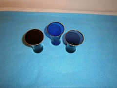 Vintage 3″ Wine/Shot Glasses, Ruby Red, Amethyst and Blue w/Gold Trim