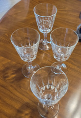Set Of 4 / Vintage / Ribbed / Long Stem / Wine or Water Goblets / NICE