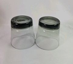 VTG Set Of 2 Smoky Glass Lowball Drinking Glasses Barware Size 3.25” EUC