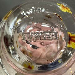 Rare “Tucker” Hand Blown Drinking Glass 4.3” Flowers in EUC