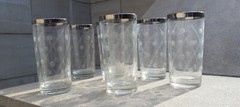 Atomic & Space Age Highball Tumbler Water Glasses Set 6x MCM 1950s
