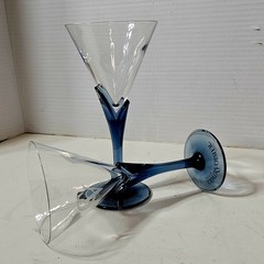 House of Courvoisier Cognac Martini Glasses Luigi Bormioli Blue Tulip Stem (2)