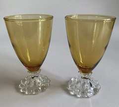 SET OF 2 Anchor Hocking BERWICK BOOPIE BUBBLE AMBER 4-1/2″ Wine or Juice Glasses
