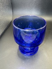 8 oz. Flat Tumbler Looks To Be Hazel Atlas Georgian In Blue 3 3/4”