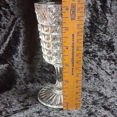 Richards & Hartley Block & Fan Glass Goblet Stemmed Drinking Glass 6 in Tall,