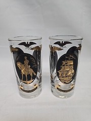 2 Vintage Libbey Highball Glasses Andrew Jackson Flagship Independence Hall 12oz