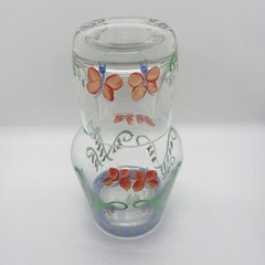 Tumble Up Italy Hand Painted Floral Butterflies Glass Bedside Carafe