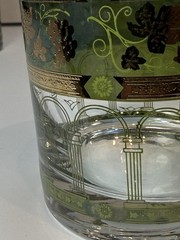Vintage Green Cera Glass Golden Grapes Barware Set of 5- MCM