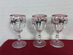 Libbey Glasses Drinking Pickwick Dickens Cocktail/Cordial Mid Century Red Rim