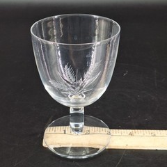 2 Vintage Etched Clear Wine Glasses Etched Wheat Pattern 5″ Tall